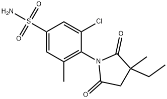 3-Chloro-4-(3-ethyl-3-methyl-2,5-dioxo-1-pyrrolidinyl)-5-methylbenzene-1-sulfonamide Struktur