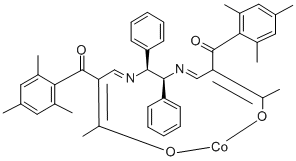 (1S,2S)-N,N'-BIS[3-OXO-2-(2,4,6-TRIMETHYLBENZOYL)BUTYLIDENE]-1,2-DIPHENYLETHYLENEDIAMINATO COBALT(II) Structure