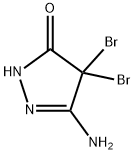 5-AMINO-4,4-DIBROMO-2,4-DIHYDRO-3H-PYRAZOL-3-ONE 化学構造式