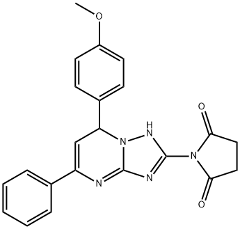 1-[2-(4-methoxyphenyl)-4-phenyl-1,5,7,9-tetrazabicyclo[4.3.0]nona-3,5, 7-trien-8-yl]pyrrolidine-2,5-dione 结构式