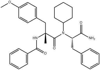 N-Benzoyl-O,a-dimethyl-D-tyrosyl-N-cyclohexyl-L-phenylalaninamide 结构式