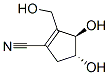 1-Cyclopentene-1-carbonitrile, 3,4-dihydroxy-2-(hydroxymethyl)-, (3R-trans)- (9CI) Structure