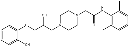 1-Piperazineacetamide, N-(2,6-dimethylphenyl)-4-[2-hydroxy-3-(2-hydroxyphenoxy)propyl]- Struktur