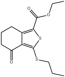 4,5,6,7-テトラヒドロ-3-(プロピルチオ)-4-オキソベンゾ[c]チオフェン-1-カルボン酸エチル 化学構造式