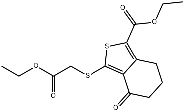 ETHYL 3-[(2-ETHOXY-2-OXOETHYL)THIO]-4-OXO-4,5,6,7-TETRAHYDROBENZO[C]THIOPHENE-1-CARBOXYLATE Struktur