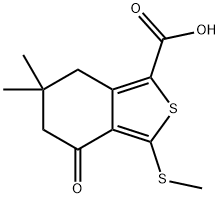 6,6-Dimethyl-3-(methylthio)-4,5,6,7-tetrahydrobenzo[c]thiophen-4-oxo-1-carboxylic acid, tech. 化学構造式