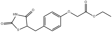 Acetic acid, [4-[(2,4-dioxo-5-thiazolidinyl)methyl]phenoxy]-, ethyl ester Struktur