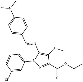 ethyl 1-(3-chlorophenyl)-5-(4-dimethylaminophenyl)diazenyl-4-methoxy-p yrazole-3-carboxylate 化学構造式