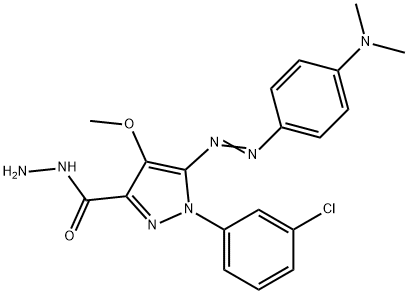 1-(3-chlorophenyl)-5-(4-dimethylaminophenyl)diazenyl-4-methoxy-pyrazol e-3-carbohydrazide Struktur