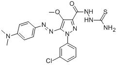 1H-Pyrazole-3-carboxylic acid, 1-(3-chlorophenyl)-5-((4-(dimethylamino )phenyl)azo)-4-methoxy-,2-(aminothioxomethyl)hydrazide,172701-55-2,结构式
