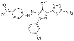 5-(1-(3-Chlorophenyl)-4-methoxy-5-(4-nitrophenylazo)-1H-pyrazol-3-yl)- 1,3,4-thiadiazol-2-amine,172701-60-9,结构式