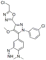 4-[5-[5-(chloromethyl)-1,3,4-oxadiazol-2-yl]-2-(3-chlorophenyl)-4-meth oxy-pyrazol-3-yl]diazenyl-N,N-dimethyl-aniline,172701-67-6,结构式