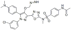 N-[4-[[5-[1-(3-chlorophenyl)-5-(4-dimethylaminophenyl)diazenyl-4-metho xy-pyrazol-3-yl]-1,3,4-oxadiazol-2-yl]methylsulfamoyl]phenyl]acetamide 结构式