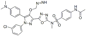 N-[4-[[5-[1-(3-chlorophenyl)-5-(4-dimethylaminophenyl)diazenyl-4-metho xy-pyrazol-3-yl]-1,3,4-oxadiazol-2-yl]methylsulfamoyl]phenyl]acetamide 化学構造式