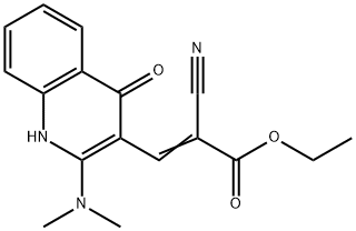 ethyl (E)-2-cyano-3-(2-dimethylamino-4-oxo-1H-quinolin-3-yl)prop-2-eno ate 结构式