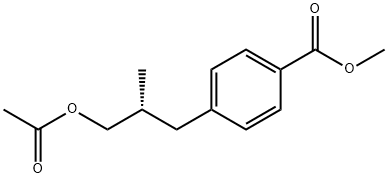 Benzoic acid, 4-[3-(acetyloxy)-2-methylpropyl]-, methyl ester, (R)- (9CI) 化学構造式