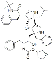 [(3S)-oxolan-3-yl] N-[(2S,3S)-4-[(2S)-2-benzyl-4-[(2S)-2-(2-methylprop yl)-3-oxo-4-[(1R)-2-phenyl-1-(tert-butylcarbamoyl)ethyl]-1H-pyrrol-2-y l]-3-oxo-1H-pyrrol-2-yl]-3-hydroxy-1-phenyl-butan-2-yl]carbamate Struktur