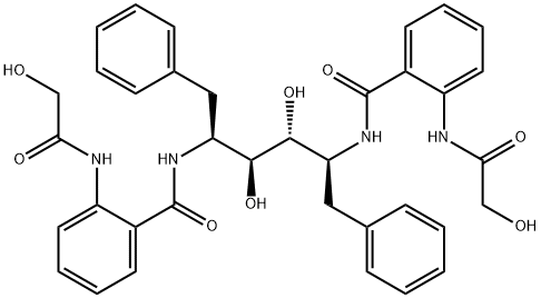 N-[(2S,3S,4R,5S)-3,4-dihydroxy-5-[[2-[(2-hydroxyacetyl)amino]benzoyl]a mino]-1,6-diphenyl-hexan-2-yl]-2-[(2-hydroxyacetyl)amino]benzamide Structure