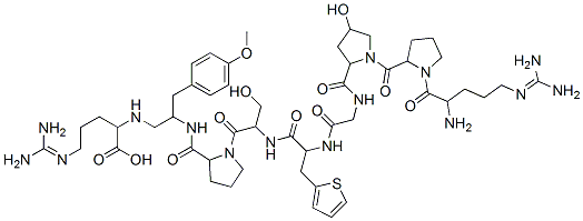 2-[[2-[[1-[2-[[2-[[2-[[1-[1-[2-amino-5-(diaminomethylideneamino)pentanoyl]pyrrolidine-2-carbonyl]-4-hydroxy-pyrrolidine-2-carbonyl]amino]acetyl]amino]-3-thiophen-2-yl-propanoyl]amino]-3-hydroxy-propanoyl]pyrrolidine-2-carbonyl]amino]-3-(4-methoxyphenyl)propyl]amino]-5-(diaminomethylideneamino)pentanoic acid,173220-35-4,结构式