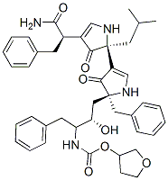 [(3S)-oxolan-3-yl] N-[(2S,3S)-4-[(2S)-2-benzyl-4-[(2S)-4-[(1R)-1-carba moyl-2-phenyl-ethyl]-2-(2-methylpropyl)-3-oxo-1H-pyrrol-2-yl]-3-oxo-1H -pyrrol-2-yl]-3-hydroxy-1-phenyl-butan-2-yl]carbamate 化学構造式