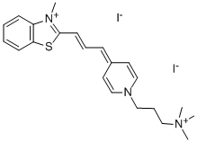3-METHYL-2-((E)-3-[1-[3-(TRIMETHYLAMMONIO)PROPYL]-4(1H)-PYRIDINYLIDENE]-1-PROPENYL)-1,3-BENZOTHIAZOL-3-IUM DIIODIDE 化学構造式