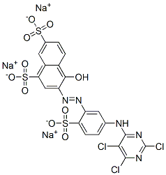 4-Hydroxy-3-[[2-sulfo-5-[(2,5,6-trichloro-4-pyrimidinyl)amino]phenyl]azo]-1,7-naphthalenedisulfonic acid trisodium salt Struktur