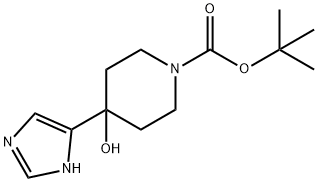 4-Hydroxy-4-(1H-imidazol-4-yl)piperidine-1-carboxylic acid tert-butyl ester Struktur