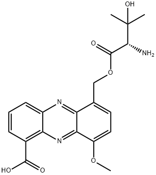 3-Hydroxy-L-valine (6-carboxy-4-methoxy-1-phenazinyl)methyl ester Struktur