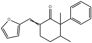 2,3-ジメチル-6-フルフリリデン-2-フェニルシクロヘキサノン 化学構造式
