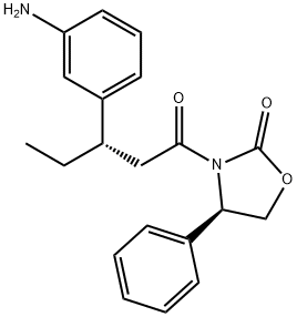 [R-(R*,S*)]-3-[3-(3-アミノフェニル)-1-オキソペンチル]-4-フェニル-2-オキサゾリジノン 化学構造式