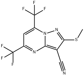 5,7-BIS(TRIFLUOROMETHYL)-3-CYANO-2-(METHYLTHIO)PYRAZOLO[1,5-A]PYRIMIDINE Struktur