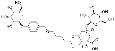 3-Carboxy-3-hydroxy-1,5-dioxo-1,5-pentanediylbis(oxymethylene-4,1-phenylene) bis-beta-D-glucopyranoside Struktur