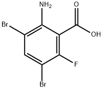 2-アミノ-3,5-ジブロモ-6-フルオロ安息香酸 化学構造式