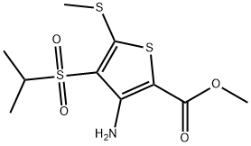 3-アミノ-4-(イソプロピルスルホニル)-5-(メチルチオ)チオフェン-2-カルボン酸メチル 化学構造式