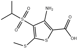 3-AMINO-4-(ISOPROPYLSULFONYL)-5-(METHYLTHIO)THIOPHENE-2-CARBOXYLIC ACID 化学構造式