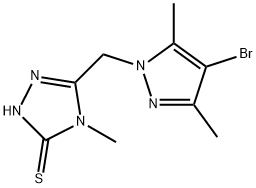 5-(4-BROMO-3,5-DIMETHYLPYRAZOL-1-YLMETHYL)-4-METHYL-1,2,4-TRIAZOLE-3-THIOL,175202-35-4,结构式