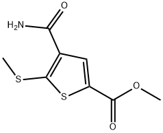 methyl 4-(aminocarbonyl)-5-(methylthio)thiophene-2-carboxylate Struktur