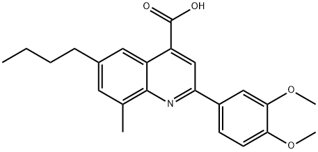 6-N-BUTYL-2-(3,4-DIMETHOXYPHENYL)-8-METHYLQUINOLINE-4-CARBOXYLIC ACID Structure