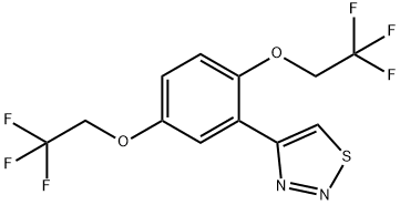 4-[2,5-ビス(2,2,2-トリフルオロエトキシ)フェニル]-1,2,3-チアジアゾール 化学構造式