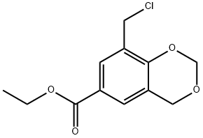 ETHYL 8-(CHLOROMETHYL)BENZO-1,3-DIOXAN-6-CARBOXYLATE 结构式