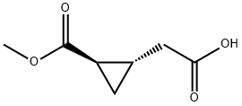 Cyclopropaneacetic acid, 2-(methoxycarbonyl)-, trans- (9CI) Structure