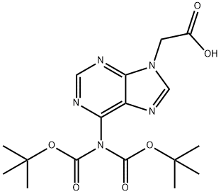 9H-嘌呤-9-乙酸, 6-[双[(1,1-二甲基乙氧基)羰基]氨基]-,175695-25-7,结构式