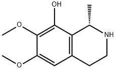 (1S)-1,2,3,4-テトラヒドロ-6,7-ジメトキシ-1-メチルイソキノリン-8-オール 化学構造式