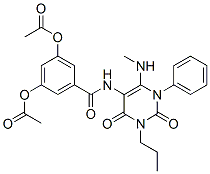 Benzamide,  3,5-bis(acetyloxy)-N-[1,2,3,4-tetrahydro-6-(methylamino)-2,4-dioxo-1-phenyl-3-propyl-5-pyrimidinyl]- 结构式