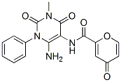 4H-Pyran-2-carboxamide,  N-(6-amino-1,2,3,4-tetrahydro-3-methyl-2,4-dioxo-1-phenyl-5-pyrimidinyl)-4-oxo- Struktur