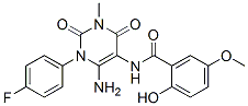 Benzamide,  N-[6-amino-1-(4-fluorophenyl)-1,2,3,4-tetrahydro-3-methyl-2,4-dioxo-5-pyrimidinyl]-2-hydroxy-5-methoxy-,176379-32-1,结构式