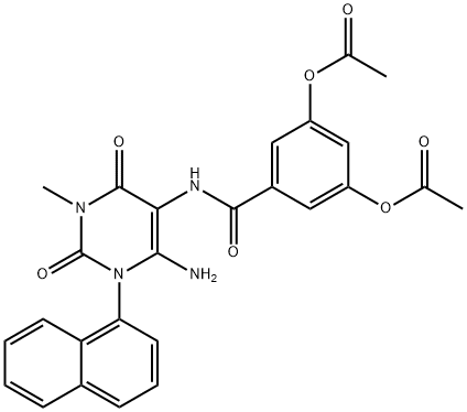 Benzamide,  3,5-bis(acetyloxy)-N-[6-amino-1,2,3,4-tetrahydro-3-methyl-1-(1-naphthalenyl)-2,4-dioxo-5-pyrimidinyl]- 结构式
