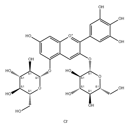 17670-06-3 3,5-ビス(β-D-グルコピラノシルオキシ)-7-ヒドロキシ-2-(3,4,5-トリヒドロキシフェニル)-1-ベンゾピリリウム·クロリド