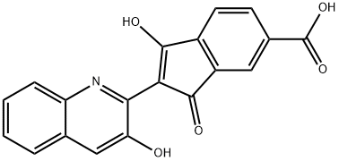 3-ヒドロキシ-2-(3-ヒドロキシキノリン-2-イル)-1-オキソ-1H-インデン-6-カルボン酸 化学構造式