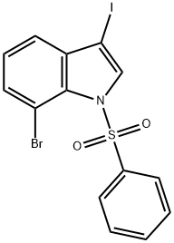 7-Bromo-3-iodo-1-(phenylsulfonyl)-1H-indole 化学構造式